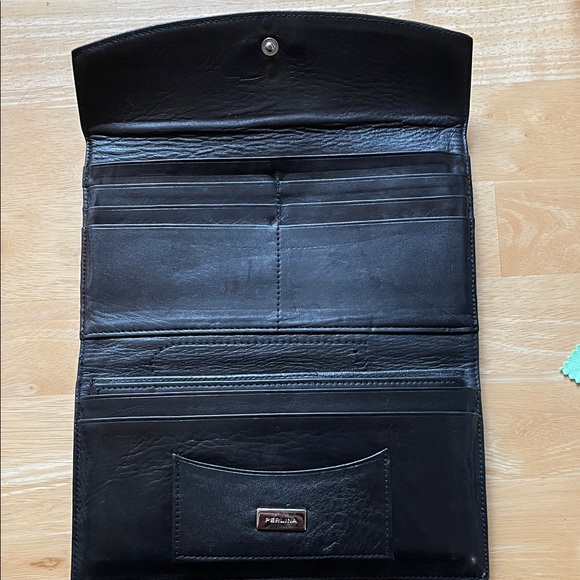 Vintage Perlina Black Leather clutch Wallet with check book holder - Picture 4 of 11